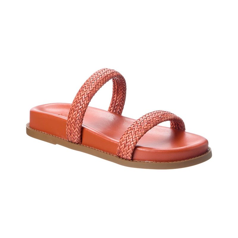 Schutz Ruby Leather Flat Sandal, Brown